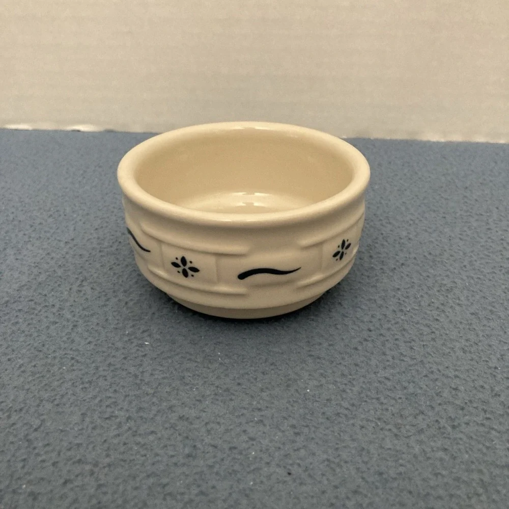 VINTAGE LONGABERGER POTTERY WOVEN TRADITIONS BLUE. STACKABLE RAMEKIN CUSTARD CUP